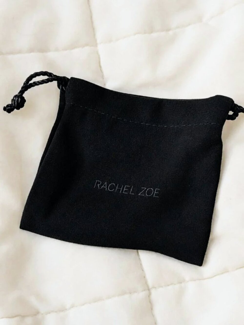 Rachel Zoe Black Velveteen Drawstring Jewelry Dust Bag for Gift Giving